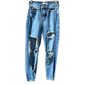 High rise super distressed Mom Jeans juniors size 1 pockets belt loops